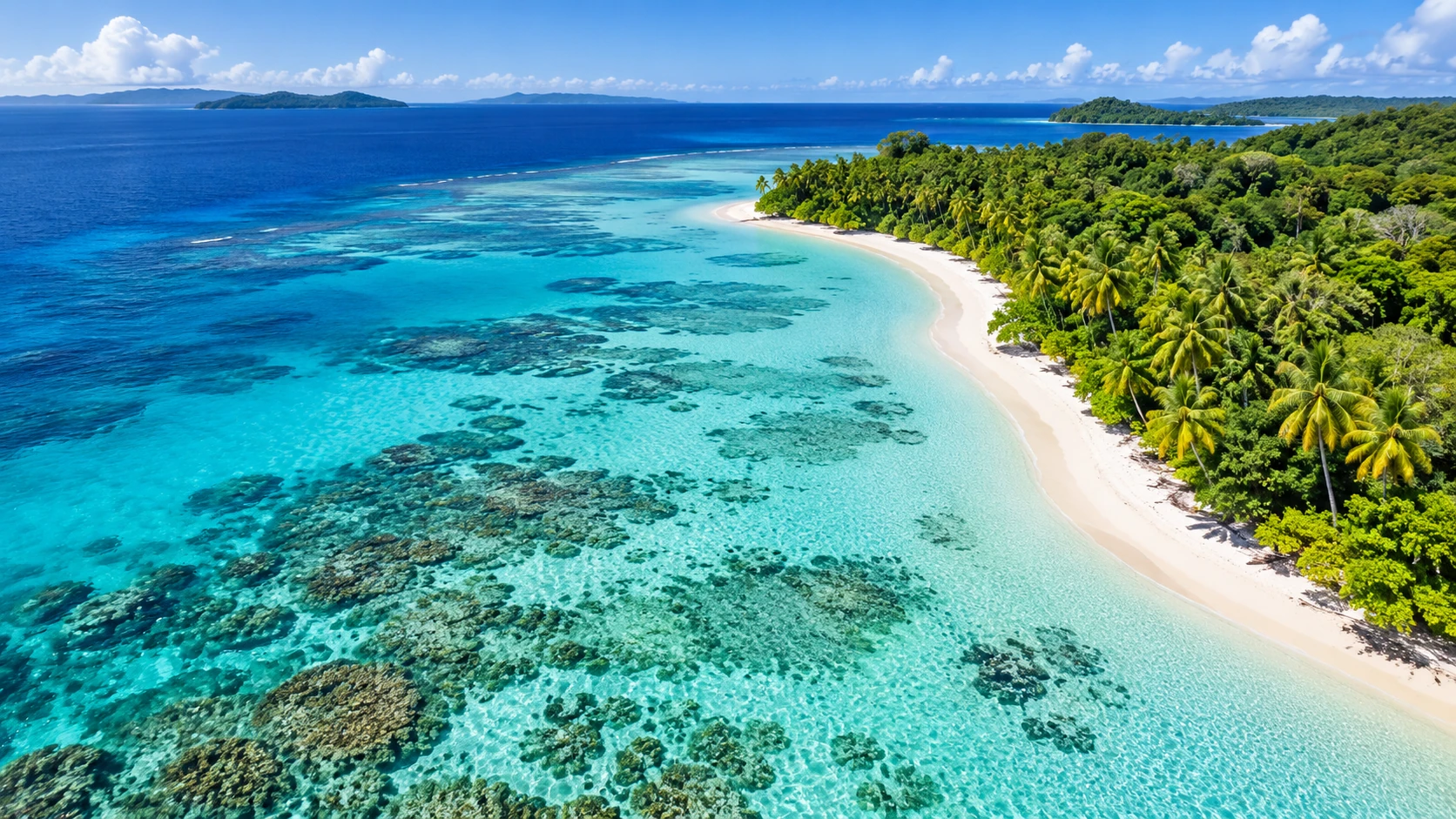 White sand beach and clear water at Kri Island
