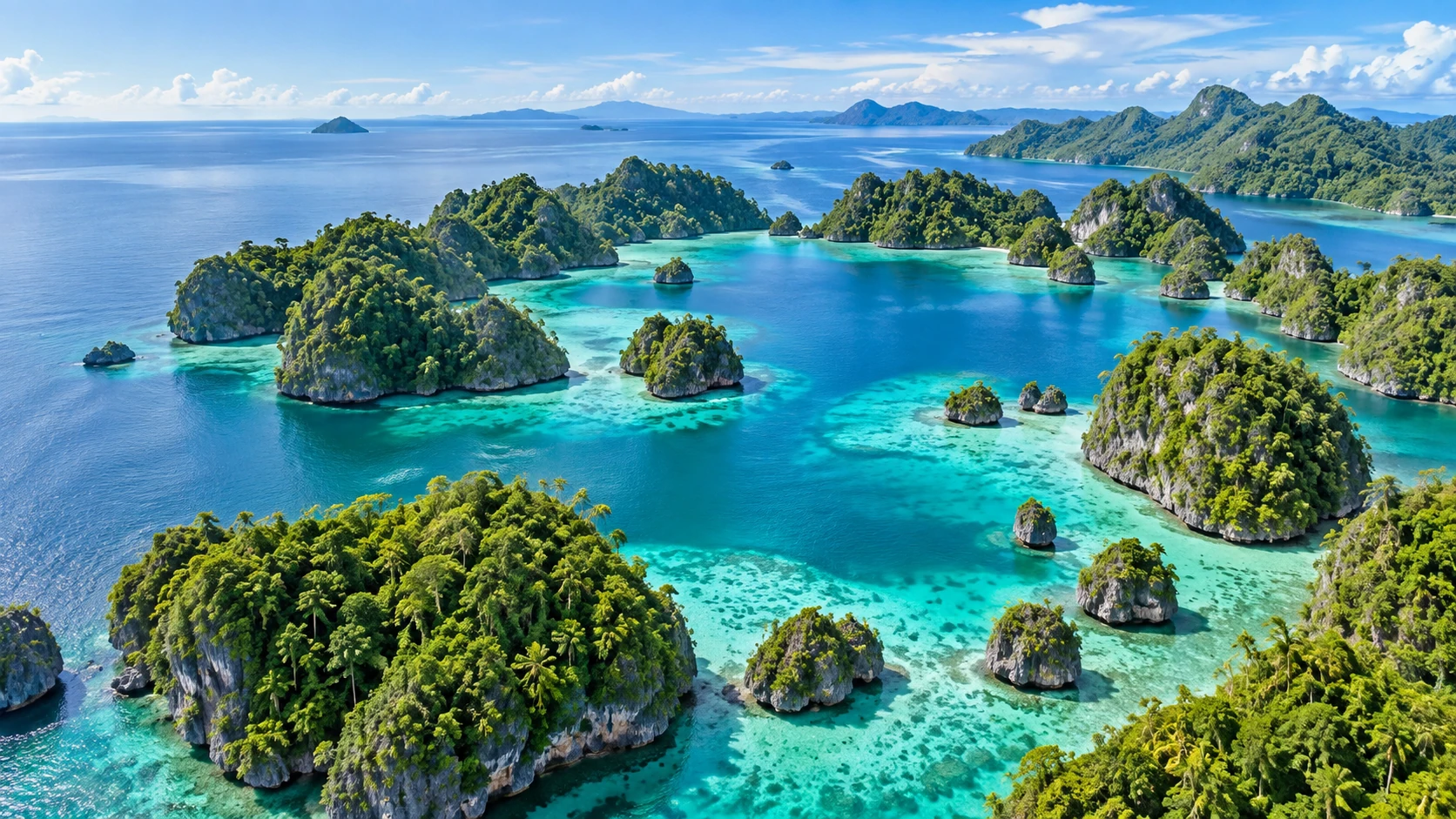 Panoramic view of Piaynemo karst islands