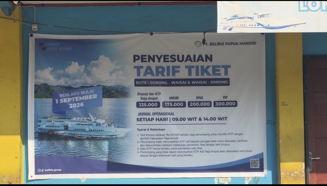 Original operator notice supplied by the RAI owner, photographed at the harbour. The displayed photograph is the evidence for the printed fares and timetable.